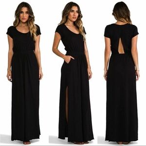 Free People Beach Adriana Black Maxi Dress S cutout $98 casual boho classic